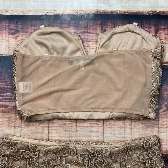 RELISTED Angl Gold Nude Lace 2 piece Set Prom Dress Skirt - Picture 3 of 11